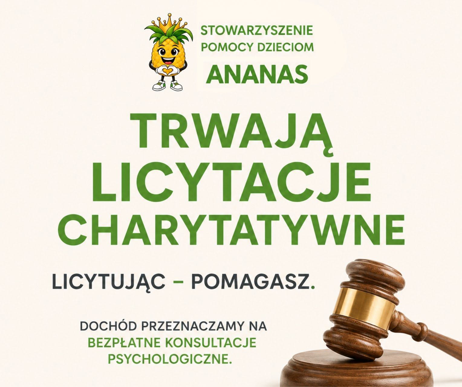 Read more about the article Licytacje Charytatywne Stowarzyszenia Pomocy Dzieciom ANANAS